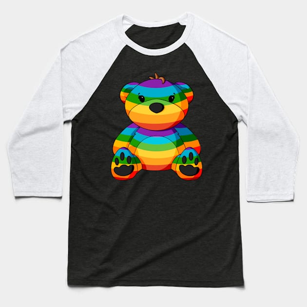 Rainbow Teddy Bear Baseball T-Shirt by Alisha Ober Designs